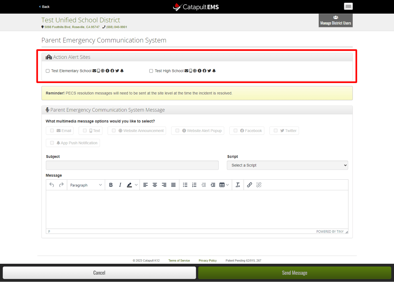 Parent Emergency Communication System (PECS)